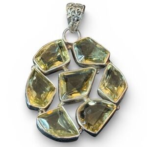 Lovely Sterling Silver 925 Pendant with Green Quartz (Prasiolite)